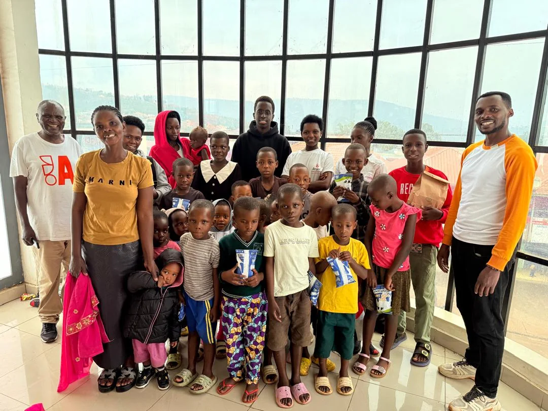 Children and BaBra Foundation community members gathered during an education support activity